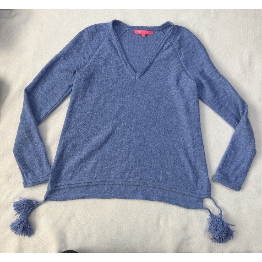 Lilly Pulitzer Jody Blue Sweater With Tassels Womens Size Medium